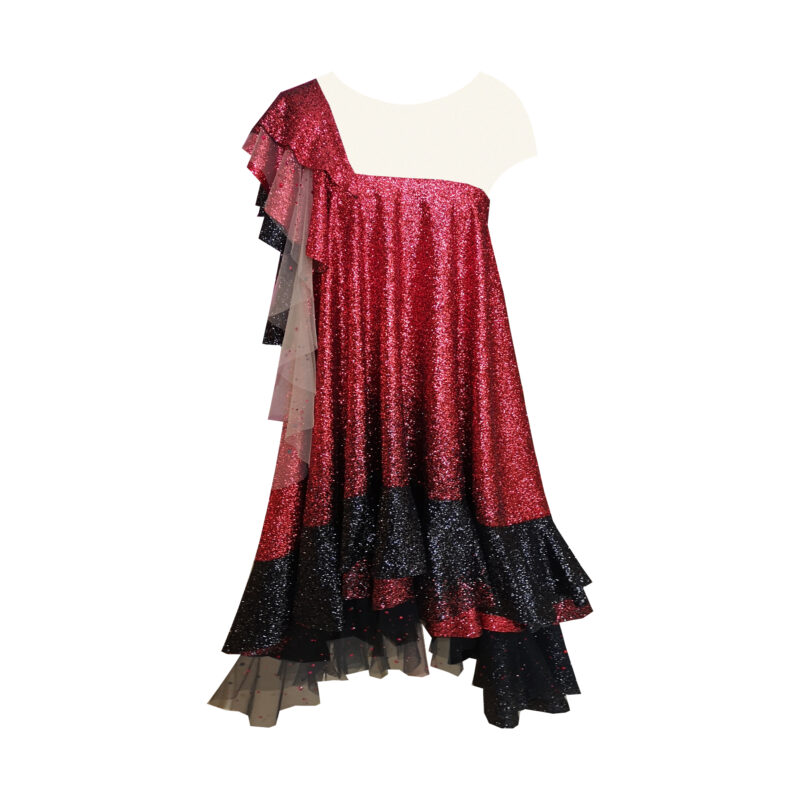 Red vinyl frill dress