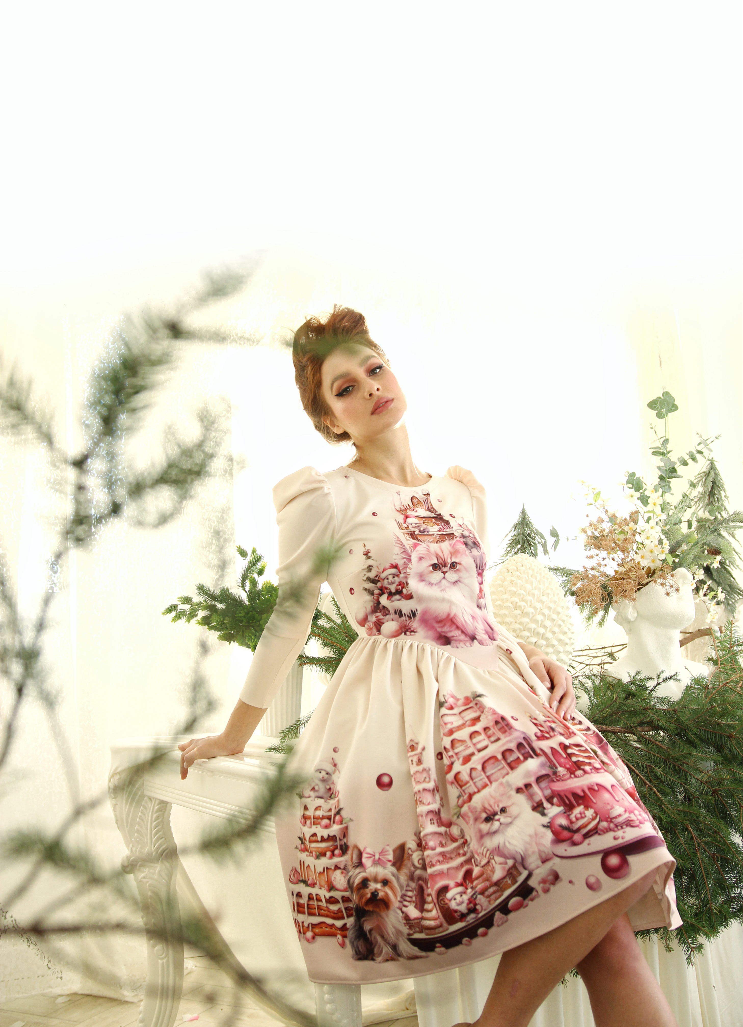 Pink cats dress - Slika 2