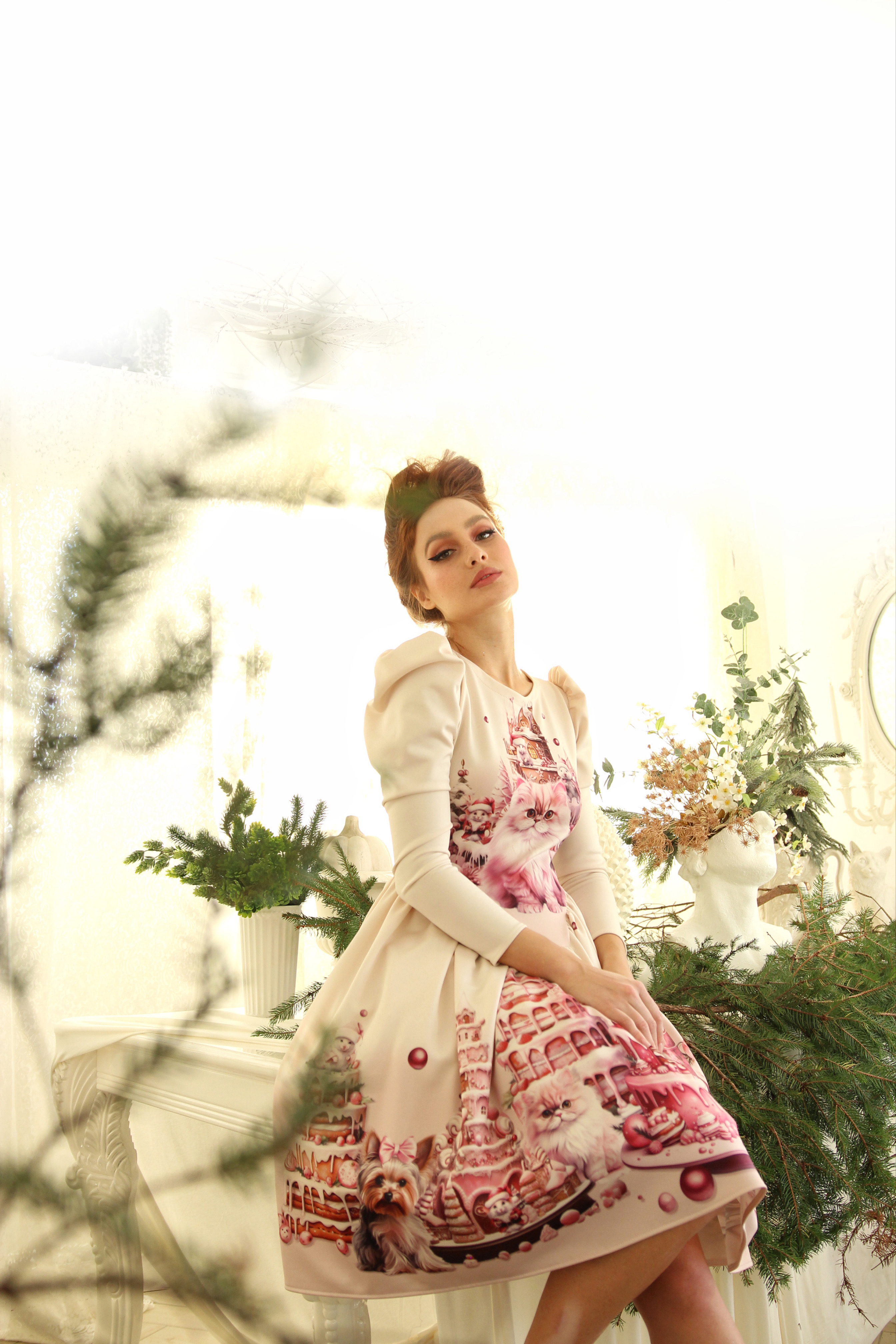 Pink cats dress - Slika 3