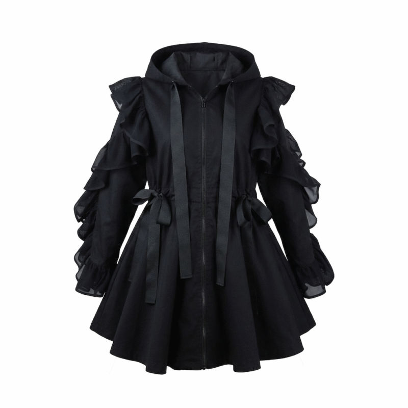 Black romantic parka