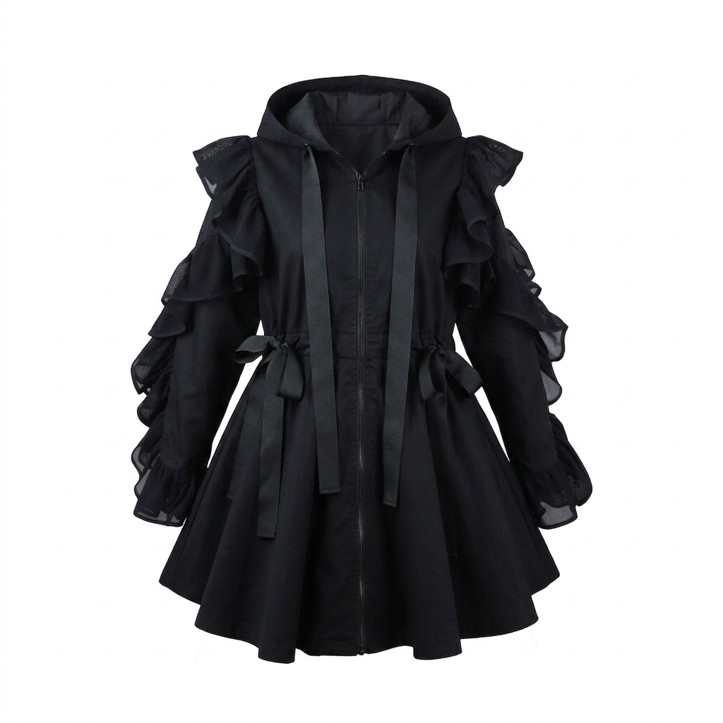Black romantic parka